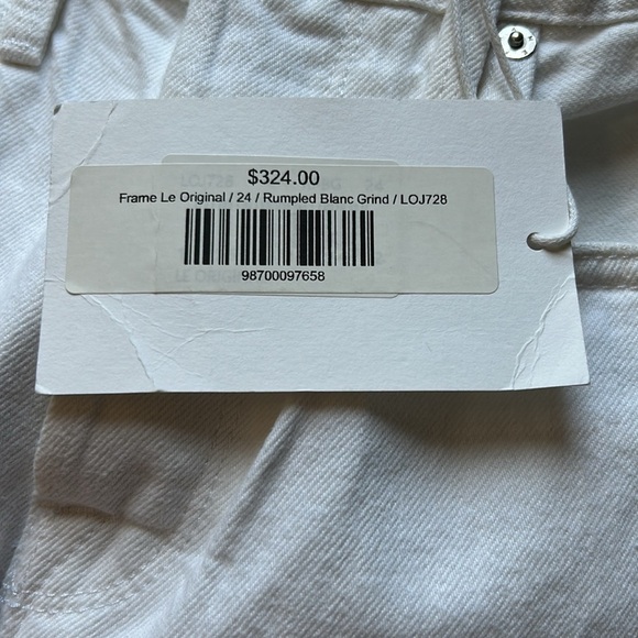 FRAME Denim Le Original Rumpled Blanc Grind White Button Fly Jean Sz 24 NEW - Picture 9 of 10